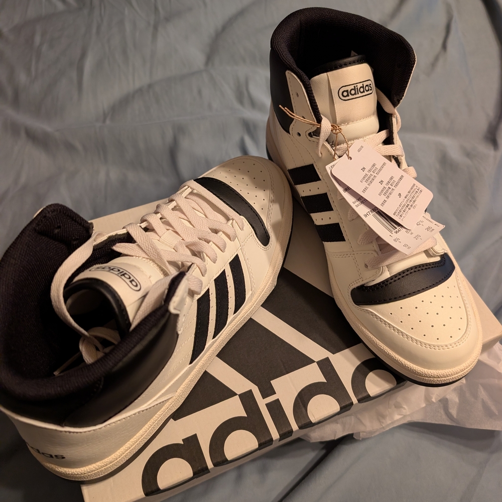 Adidas White and Black High-Top Sneakers